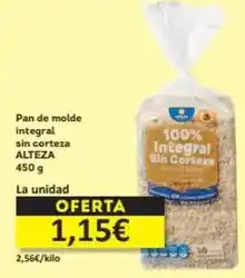 Economy Cash Alteza - pan de molde integral sin corteza oferta