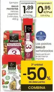 Eroski Gallo - pastafina hélices vegetales 3 minutos oferta