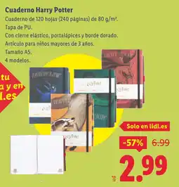 Lidl Cuaderno Harry Potter oferta