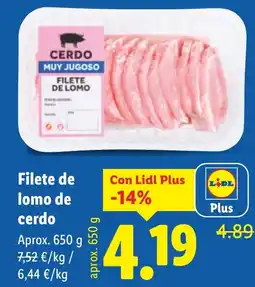 Lidl Filete de lomo de cerdo oferta