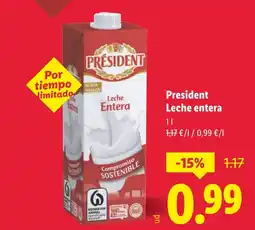 Lidl PRESIDENT Leche entera oferta