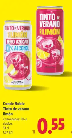 Lidl Conde Noble Tinto de verano limón oferta