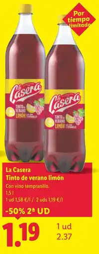 Lidl LA CASERA Tinto de verano limón oferta