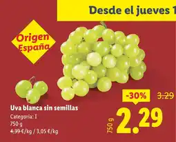 Lidl Uva blanca sin semillas oferta