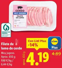 Lidl Filete de lomo de cerdo oferta