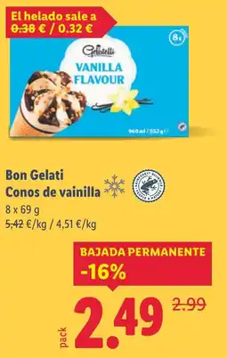 Lidl BON GELATI Conos de vainilla oferta