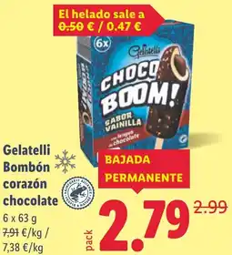 Lidl GELATELLI Bombón corazón chocolate oferta