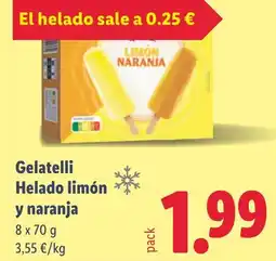 Lidl GELATELLI Helado limón y naranja oferta