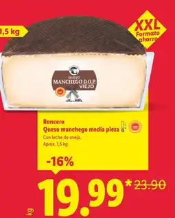 Lidl RONCERO Queso manchego media pieza oferta