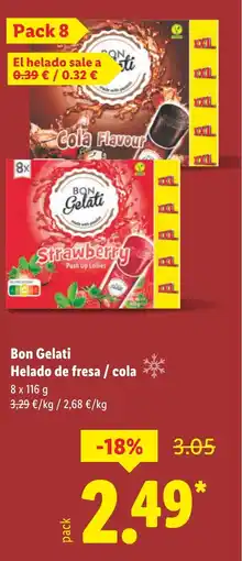Lidl BON GELATI Helado de fresa / cola oferta