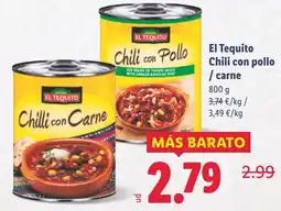 Lidl EL TEQUITO Chili con pollo /carne oferta