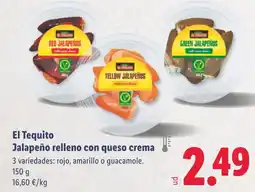 Lidl EL TEQUITO Jalapeño relleno con queso crema oferta