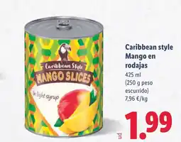 Lidl Caribbean style Mango en rodajas oferta