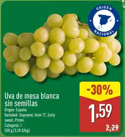 ALDI Uva de mesa blanca sin semillas oferta