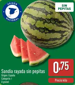 ALDI Sandía rayada sin pepitas oferta