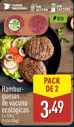 ALDI Hambur- guesas de vacuno ecológicas oferta