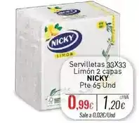 Cuevas Cash Nicky - servilletas 33x33 limon 2 capas oferta