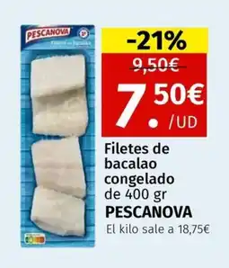 Maskom Supermercados PESCANOVA Filetes de bacalao congelado oferta