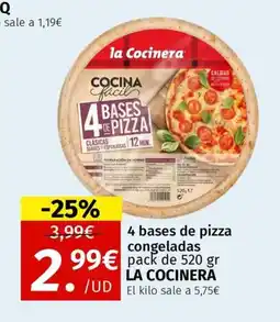 Maskom Supermercados LA COCINERA 4 bases de pizza congeladas oferta