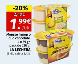 Maskom Supermercados LA LECHERA Mousse limón o duo chocolate oferta