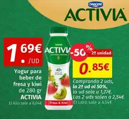 Maskom Supermercados ACTIVIA Yogur para beber de fresa y kiwi oferta