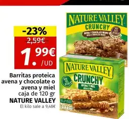 Maskom Supermercados NATURE VALLEY Barritas proteica avena y chocolate o avena y miel oferta