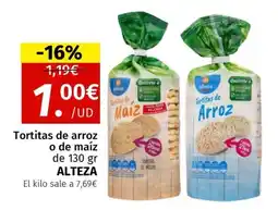 Maskom Supermercados ALTEZA Tortitas de arroz o de maiz oferta