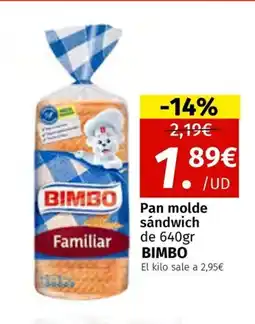 Maskom Supermercados BIMBO Pan molde sándwich oferta