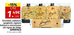 Maskom Supermercados GAROFALO Elicoidali, radiatori, spaghetti, rigatoni italiano o macarrones ziti rigate oferta