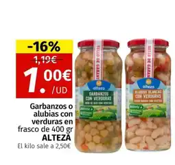 Maskom Supermercados ALTEZA Garbanzos o alubias con verduras en frasco oferta