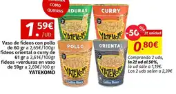 Maskom Supermercados YATEKOMO Vaso de fideos con pollo de fideos oriental o curry oferta