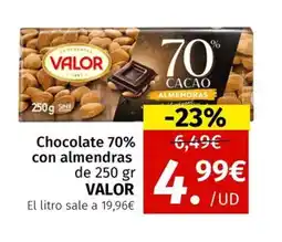 Maskom Supermercados VALOR Chocolate 70% con almendras oferta