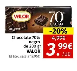 Maskom Supermercados VALOR Chocolate 70% negro oferta
