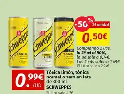 Maskom Supermercados SCHWEPPES Tónica limón, tónica normal o zero en lata oferta