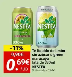 Maskom Supermercados NESTEA Té líquido de limón sin azúcar o green maracuyá oferta