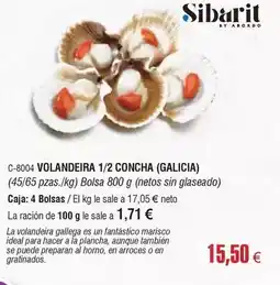 Abordo Sibarit - volandeira 1/2 concha (galicia) oferta