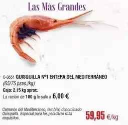 Abordo Quisquilla n°9 entera del mediterráneo oferta