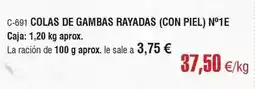 Abordo Colas de gambas rayadas (con piel) n° 1e oferta