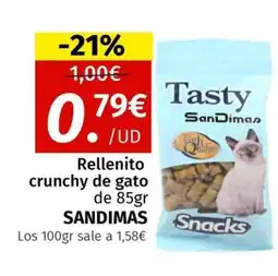 Maskom Supermercados SANDIMAS ReRellenito crunchy de gato oferta