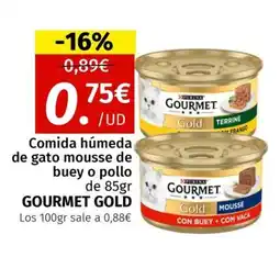 Maskom Supermercados GOURMET GOLD Comida húmeda de gato mousse de buey o pollo oferta