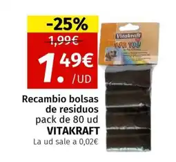 Maskom Supermercados VITAKRAFT Recambio bolsas de residuos oferta