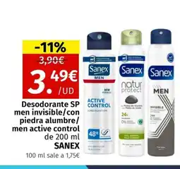 Maskom Supermercados SANEX Desodorante SP men invisible/con piedra alumbre men active control oferta