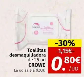 Maskom Supermercados CROWE Toallitas desmaquilladora oferta
