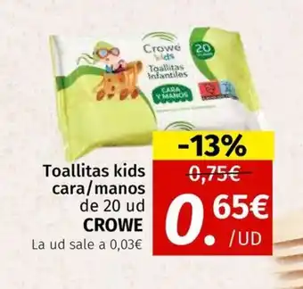 Maskom Supermercados CROWE Toallitas kids cara manos oferta