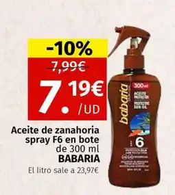 Maskom Supermercados BABARIA Aceite de zanahoria spray F6 en bote oferta