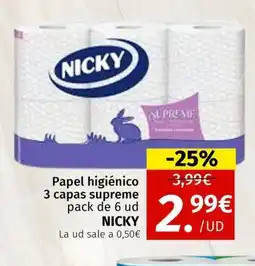 Maskom Supermercados NICKY Papel higiénico 3 capas supreme oferta