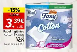 Maskom Supermercados FOXY Papel higiénico cotton 5 capas oferta