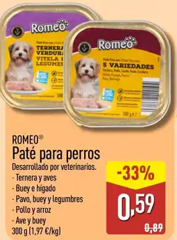 ALDI ROMEO Paté para perros oferta