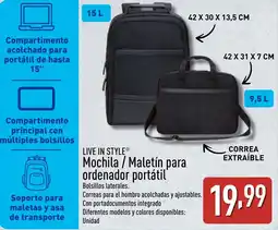 ALDI LIVE IN STYLE Mochila/Maletín para ordenador portátil oferta