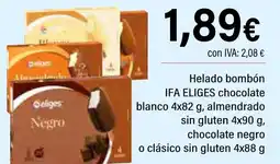 Cash Ifa IFA ELIGES Helado bombón chocolate blanco almendrado sin gluten chocolate negro o clásico sin gluten oferta